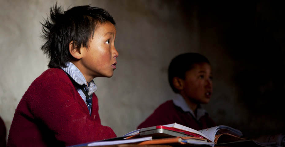 A student at the amchi (Tibetan doctor) school in Lo Manthang.